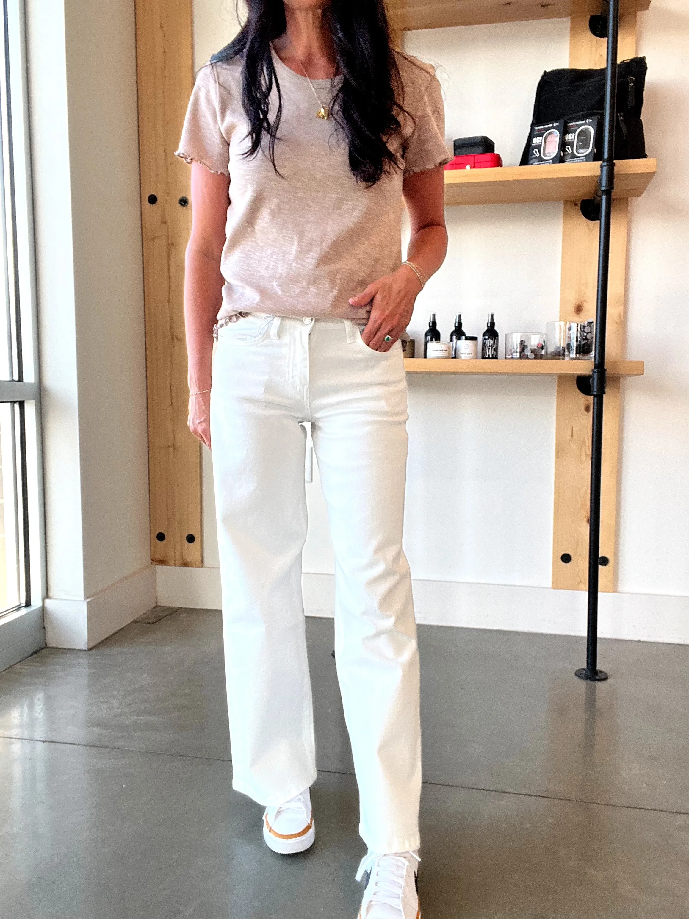 Vervet Mid Rise Cropped Wide Leg Denim
