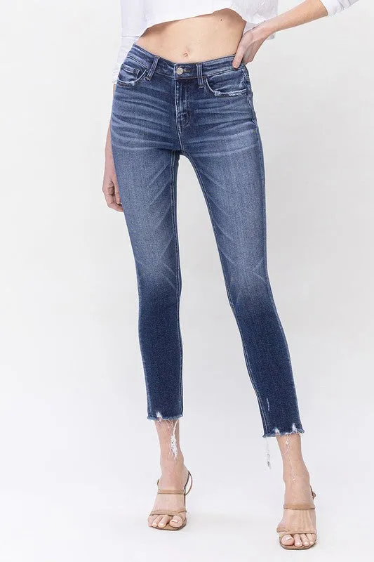 Vervet Mid Rise Raw Hem Crop Skinny Jeans