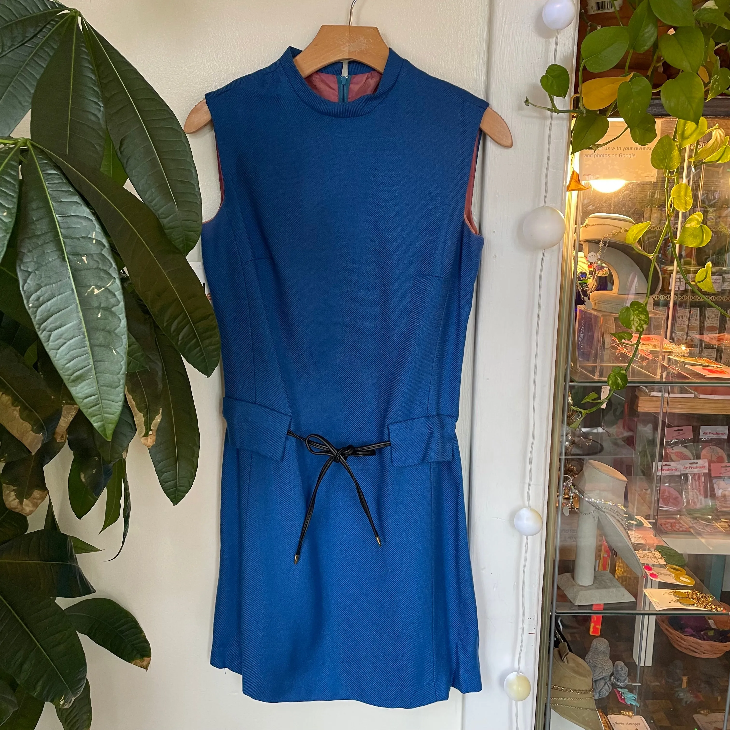 Vintage 50s 60s belted retro mod space age shift dress (HT2422)
