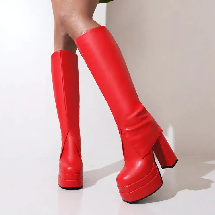 Waterproof Platform Knee-High Boots Block Long Boots