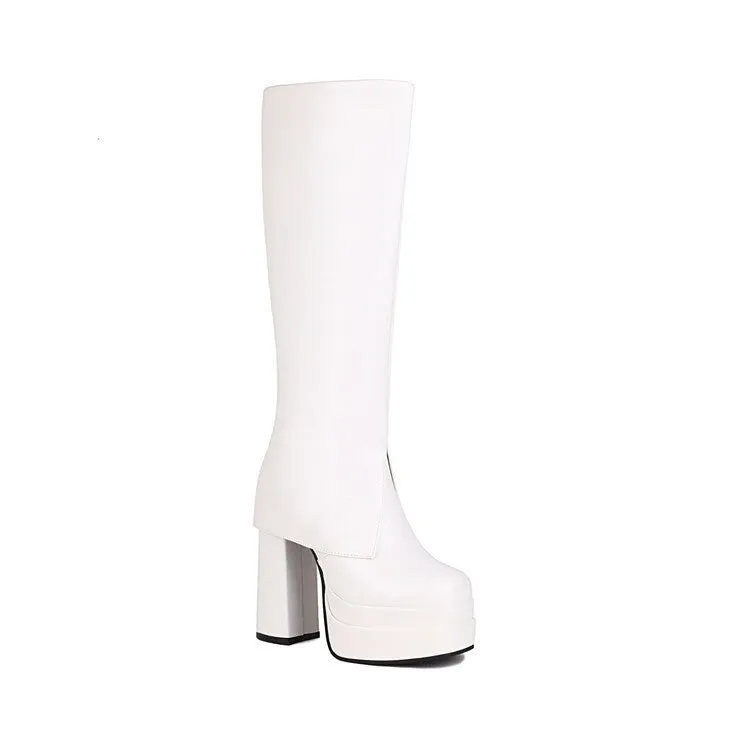 Waterproof Platform Knee-High Boots Block Long Boots