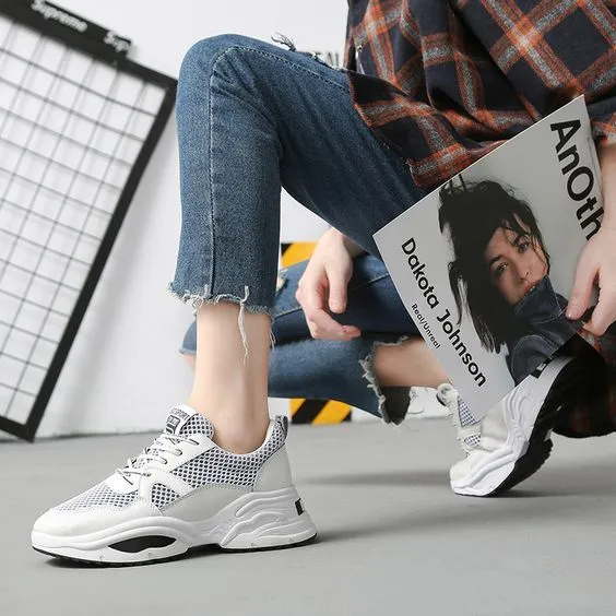White Breathable Mesh Sneaker Shoes