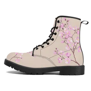 White Tea Sakura Vegan Leather Boots