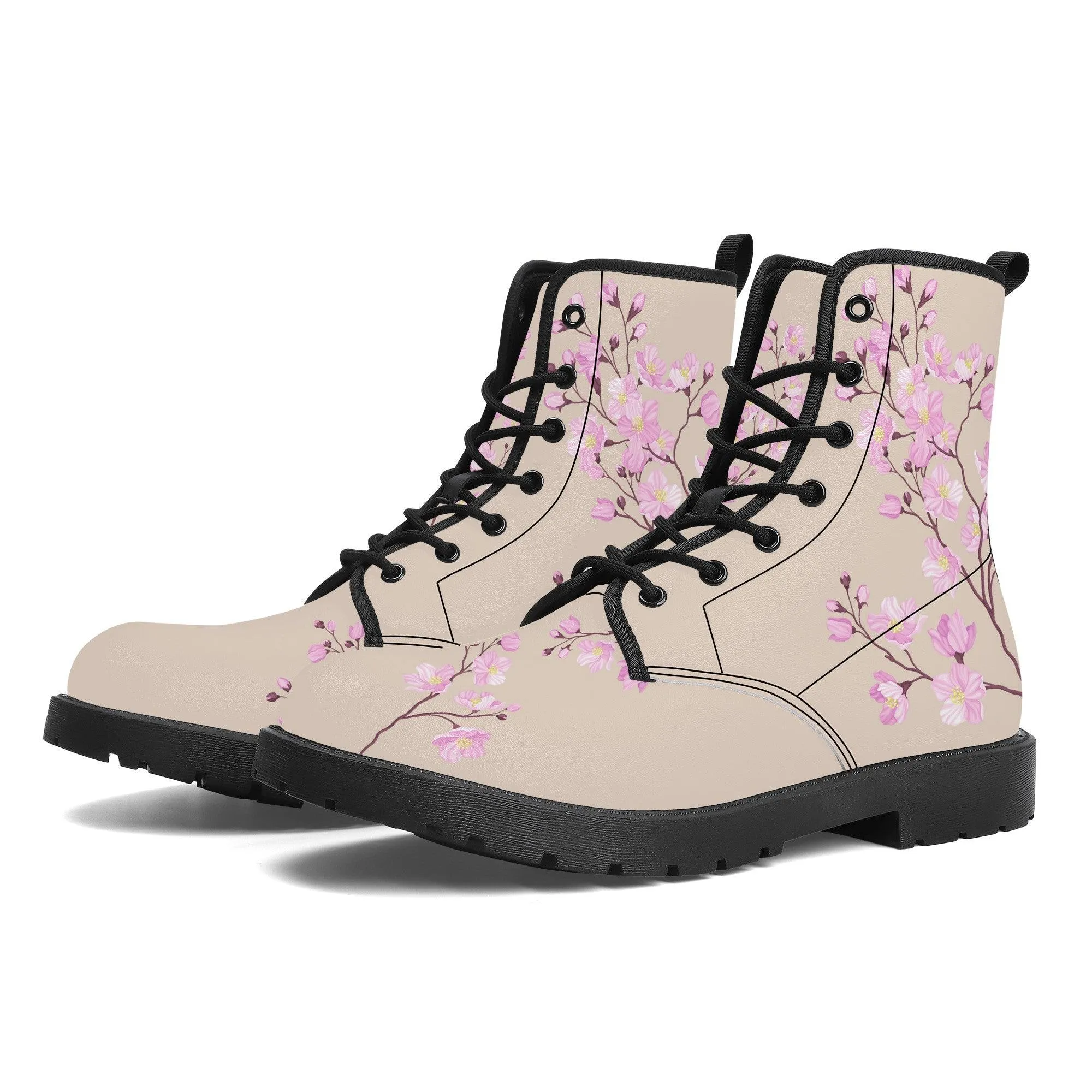 White Tea Sakura Vegan Leather Boots