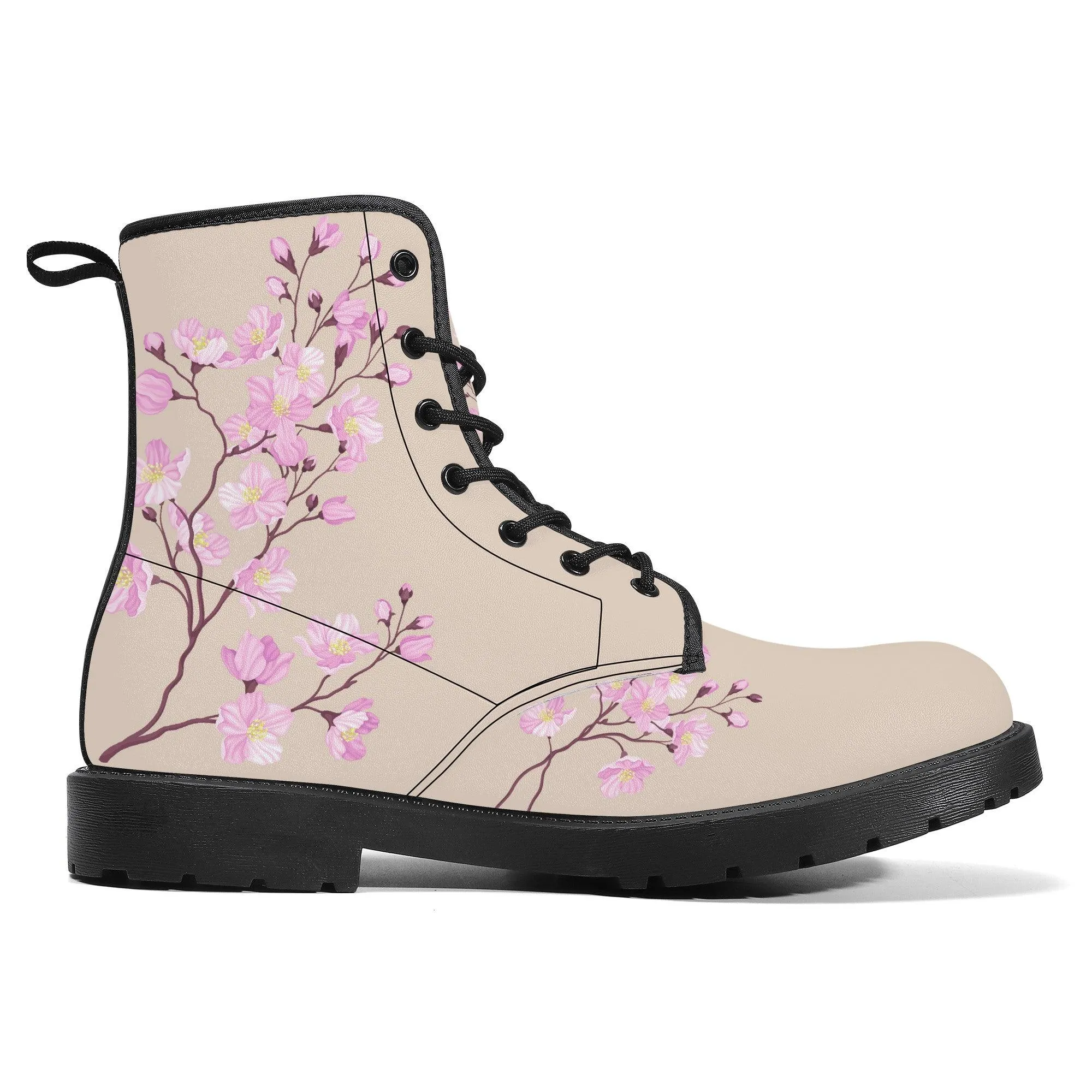 White Tea Sakura Vegan Leather Boots