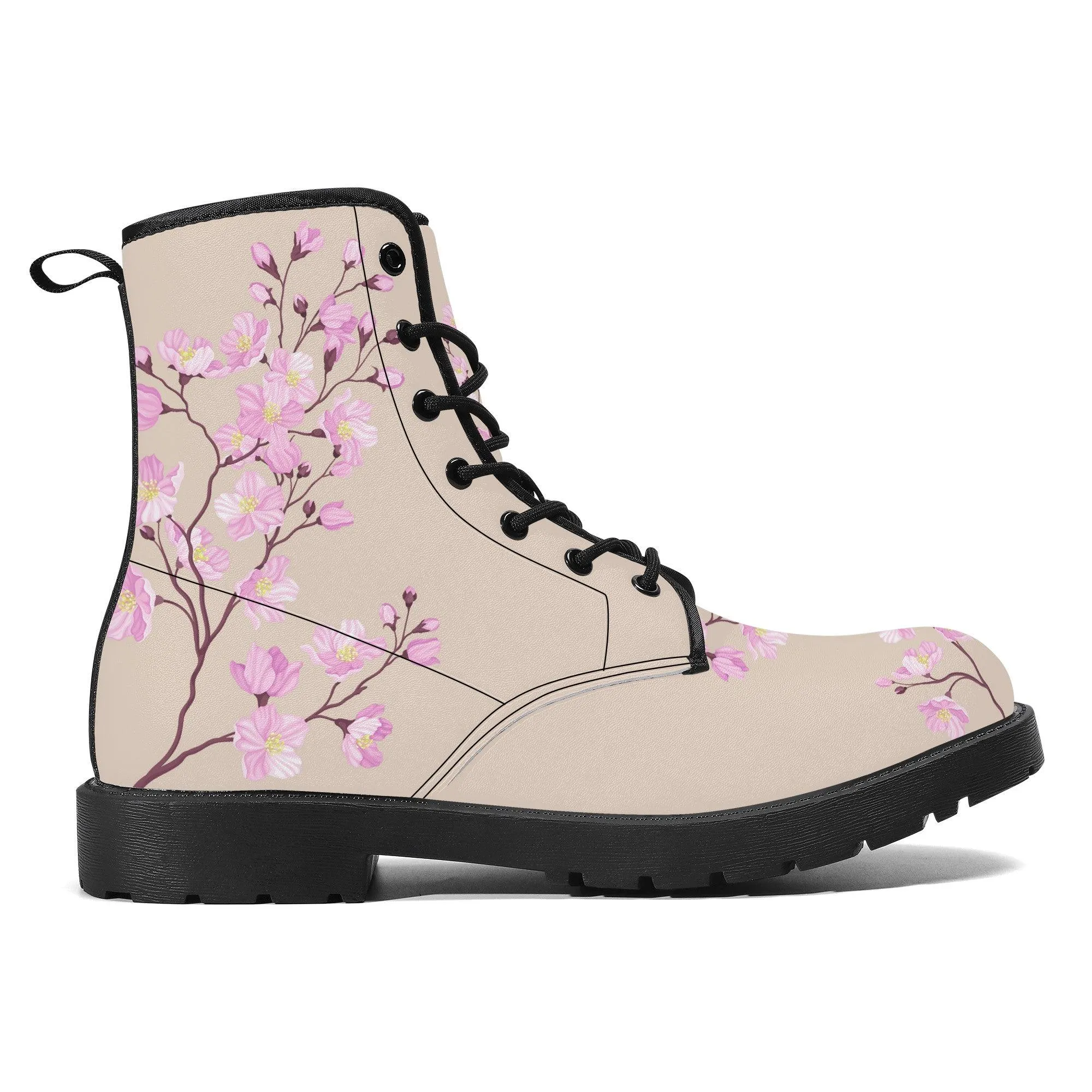 White Tea Sakura Vegan Leather Boots