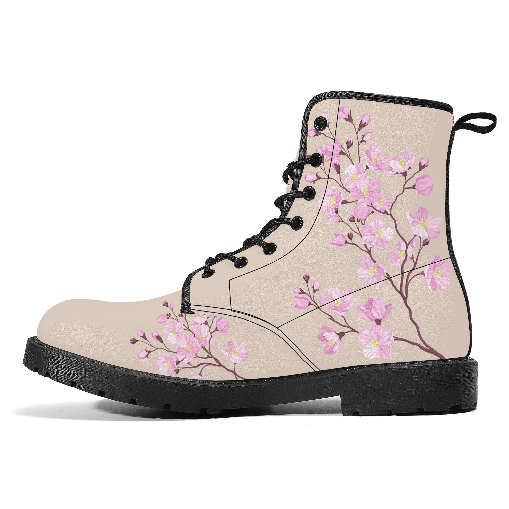 White Tea Sakura Vegan Leather Boots