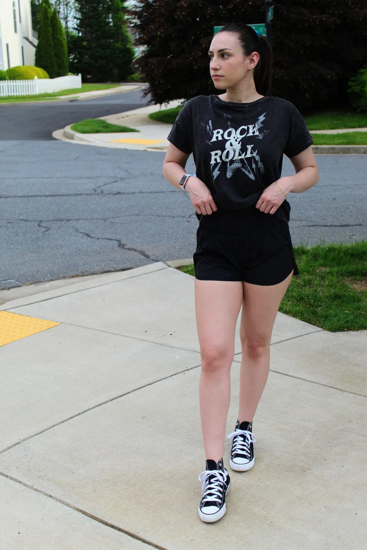 Windbreaker Black High Waist Shorts
