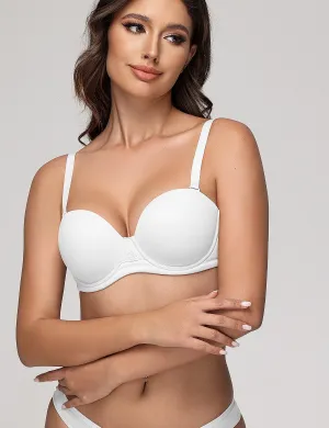 Wingslove Women's Strapless Full Figure Bra Underwire Multiway Contour Plus Size Bra White