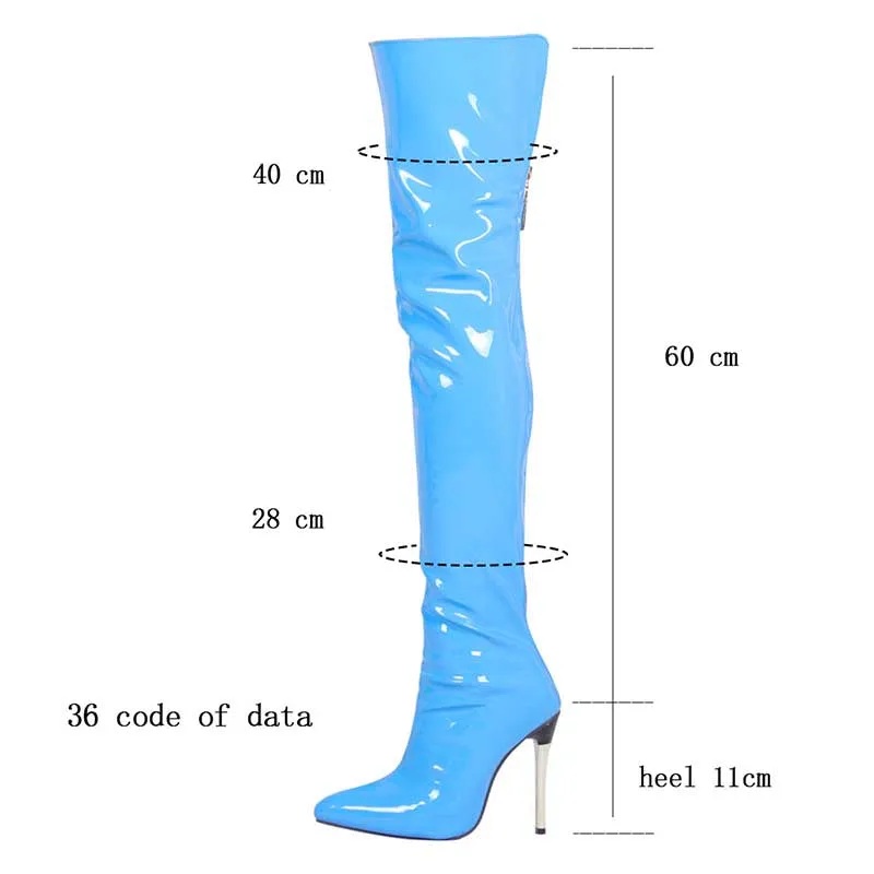 Women Back Zip Over Knee Boots Pointy Toe Stiletto High Heels Boots