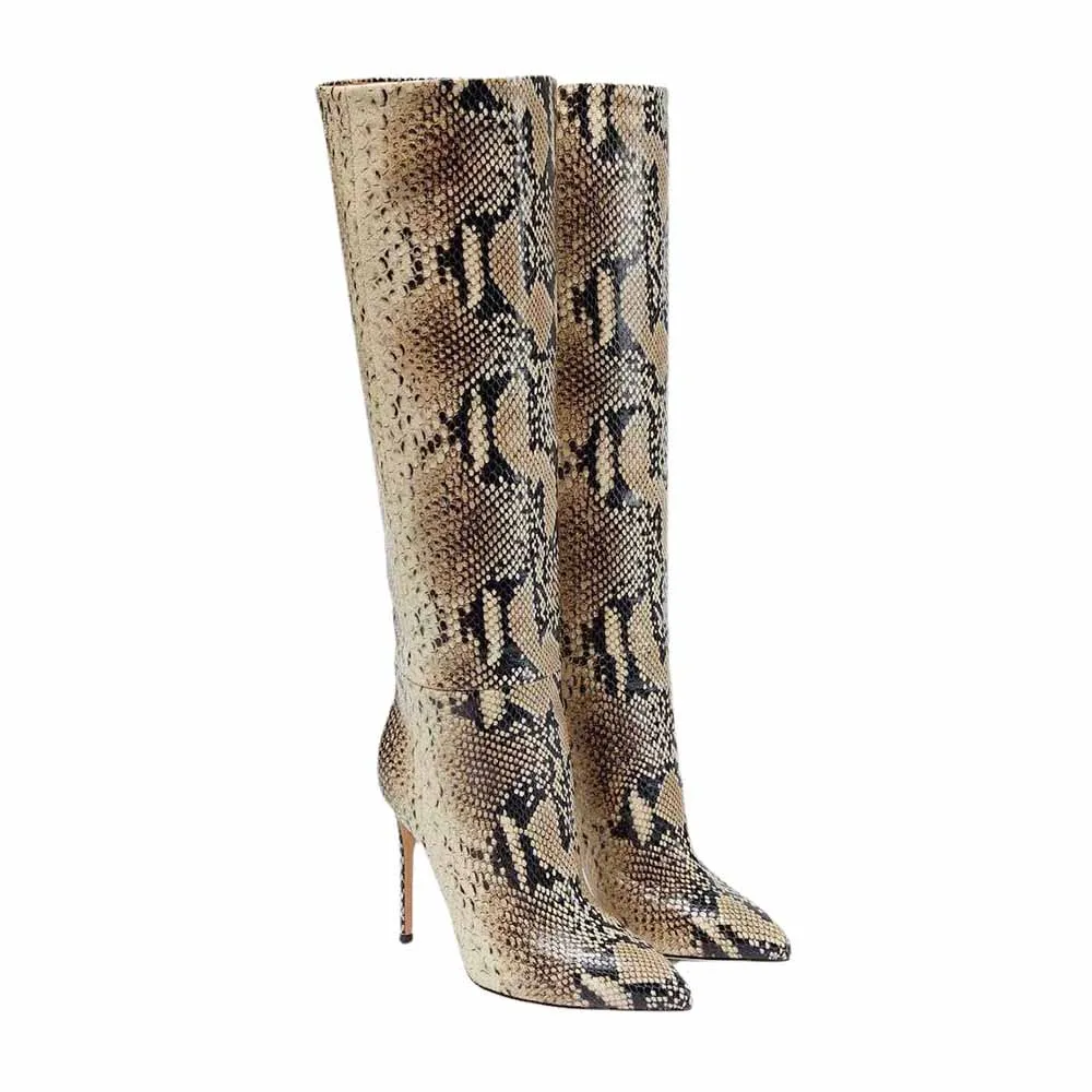 Women pointed toe knee-high boots candy color heeled boot 15 colors