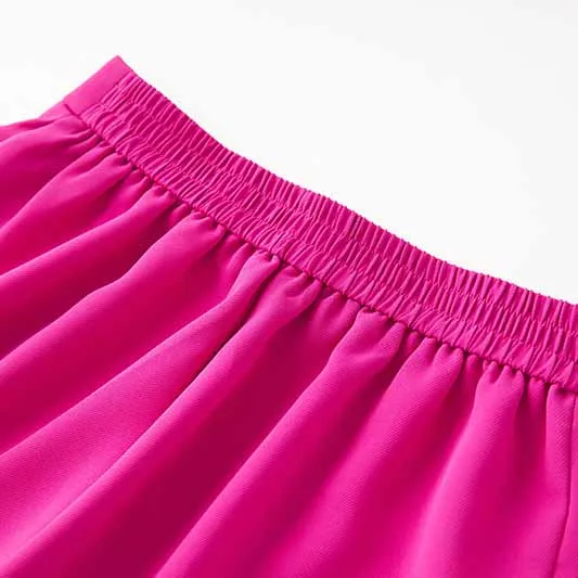 Women Shawl Collar Golden Buttons Blazer   Cropped Pants Trousers Pantsuit Suit Hot Pink