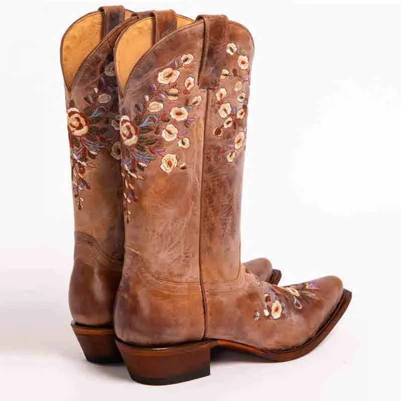 Women's Embroidered Printed Western Cowgirl Boots Mid Calf Chunky Heel Boots