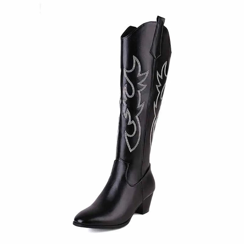 Women's Embroidered Western Cowboy Boots Knee High Classic Boot