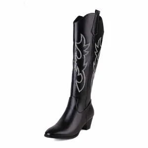 Women's Embroidered Western Cowboy Boots Knee High Classic Boot