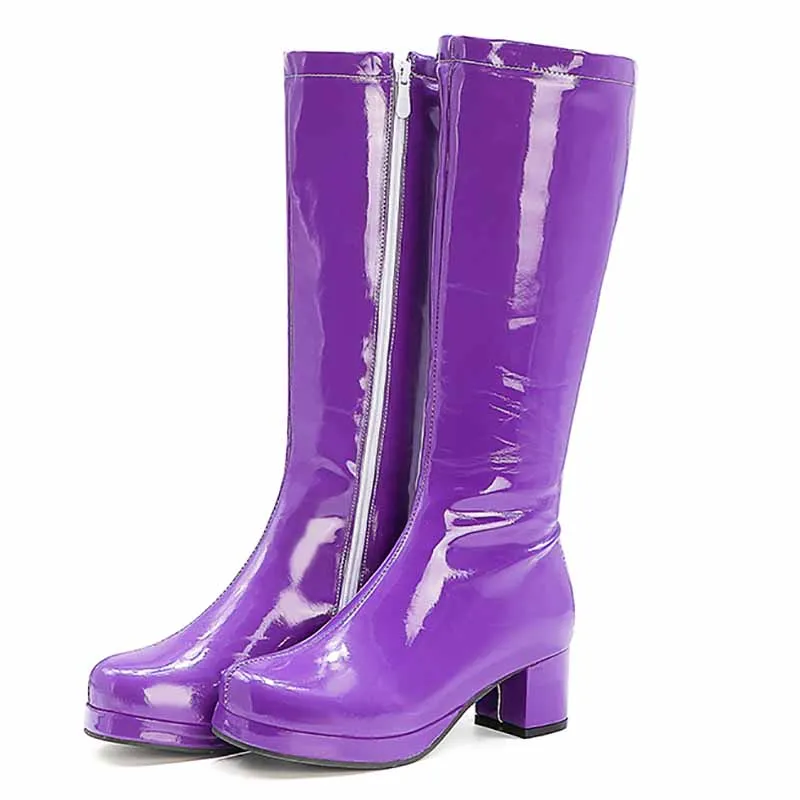 Women's Fashion Boots Over The Knee Block Heel Zipper Boot