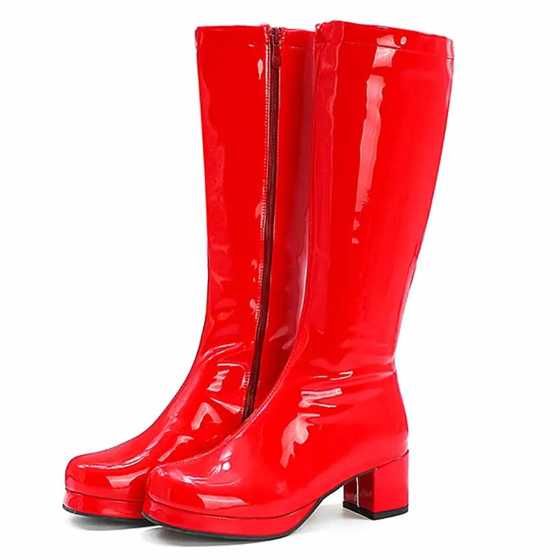 Women's Fashion Boots Over The Knee Block Heel Zipper Boot