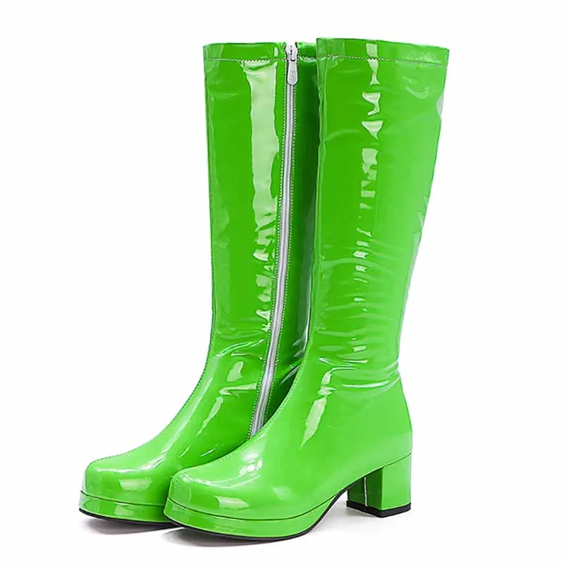 Women's Fashion Boots Over The Knee Block Heel Zipper Boot