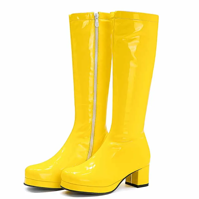 Women's Fashion Boots Over The Knee Block Heel Zipper Boot