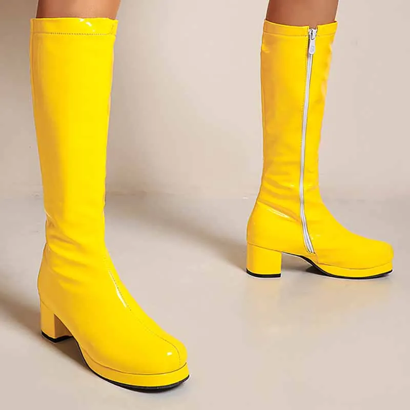 Women's Fashion Boots Over The Knee Block Heel Zipper Boot