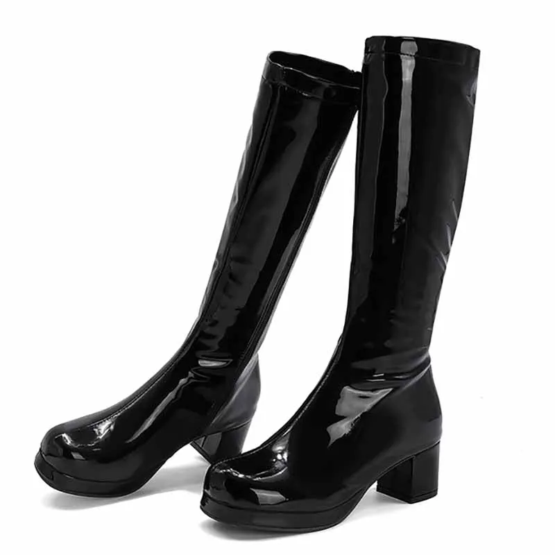 Women's Fashion Boots Over The Knee Block Heel Zipper Boot