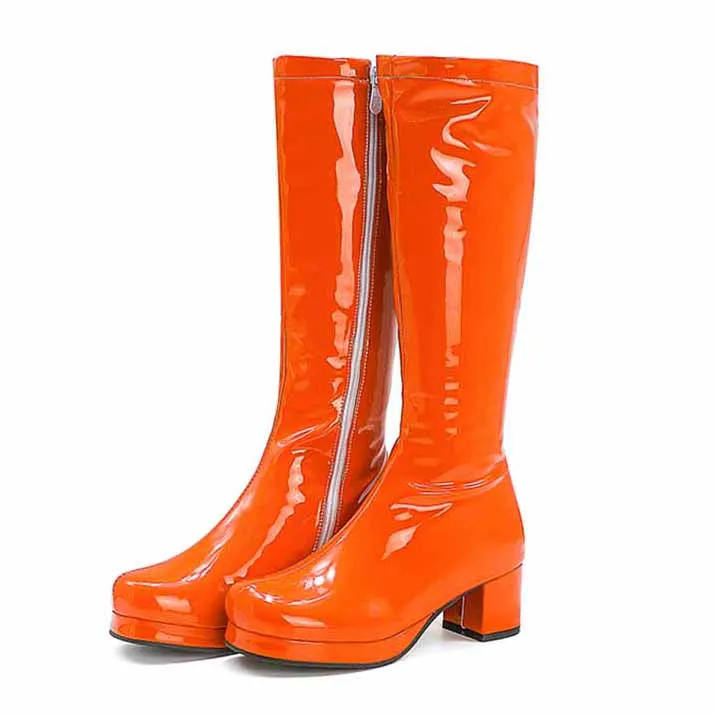 Women's Fashion Boots Over The Knee Block Heel Zipper Boot