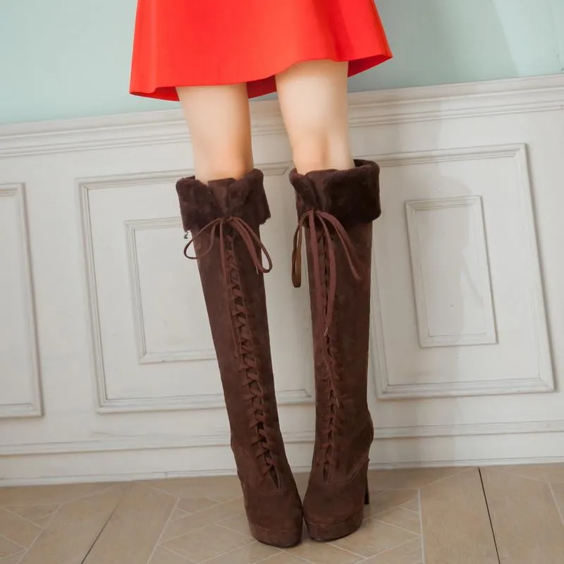 Women's Fur Knee High Boots