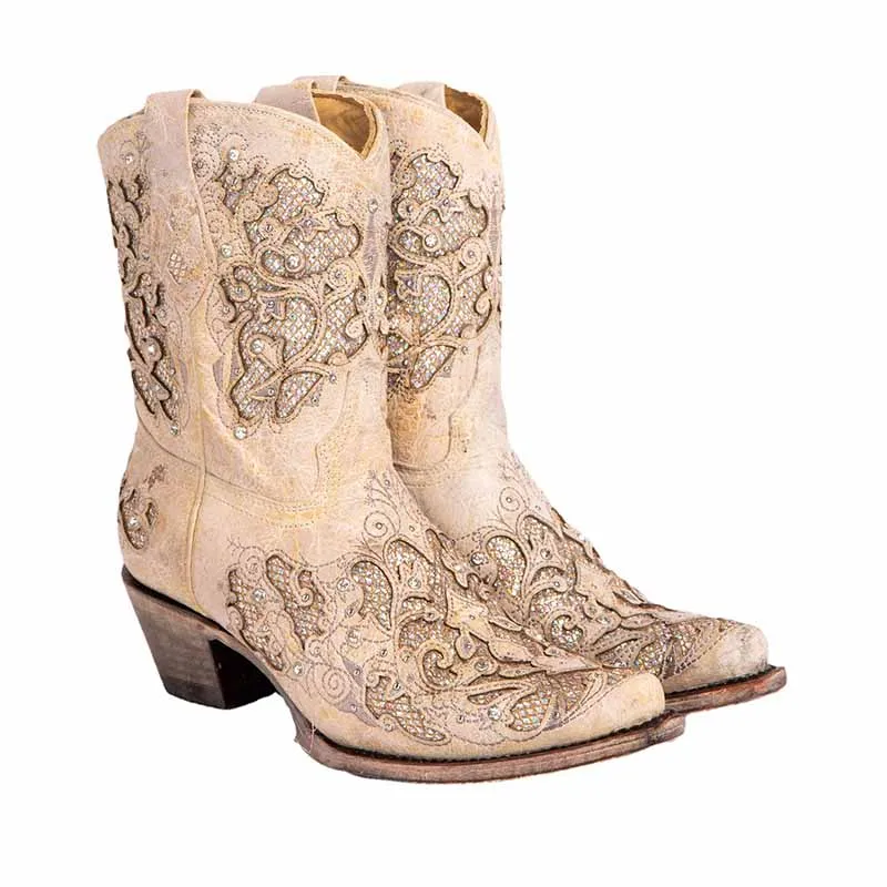 Women's Glitter Short Wedding Boots Western Dress Cowgirl Boots