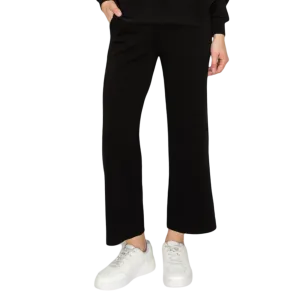 Women's High Rise Cropped Straight Leg Pants-Black