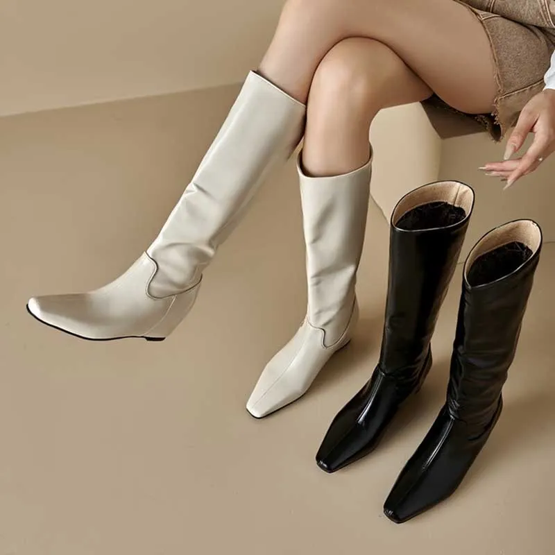 Women's Knee Boots With Wedge Heel