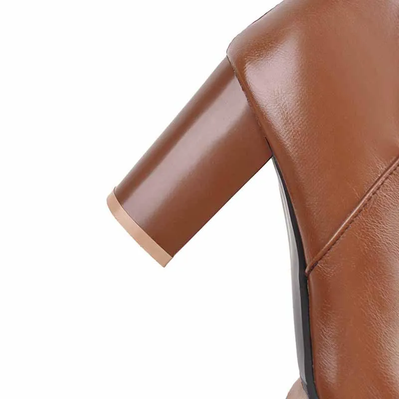 Womens Knee High Boots Pointed Toe High Chunky Heel Booties