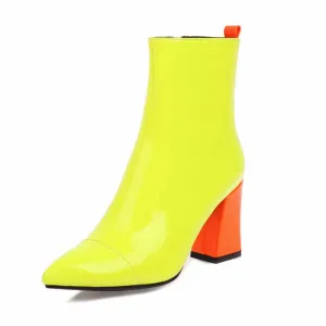 Women's Mid Calf Block Heel Zipper Boot Ankle Boots Low Block Heel Short Booties