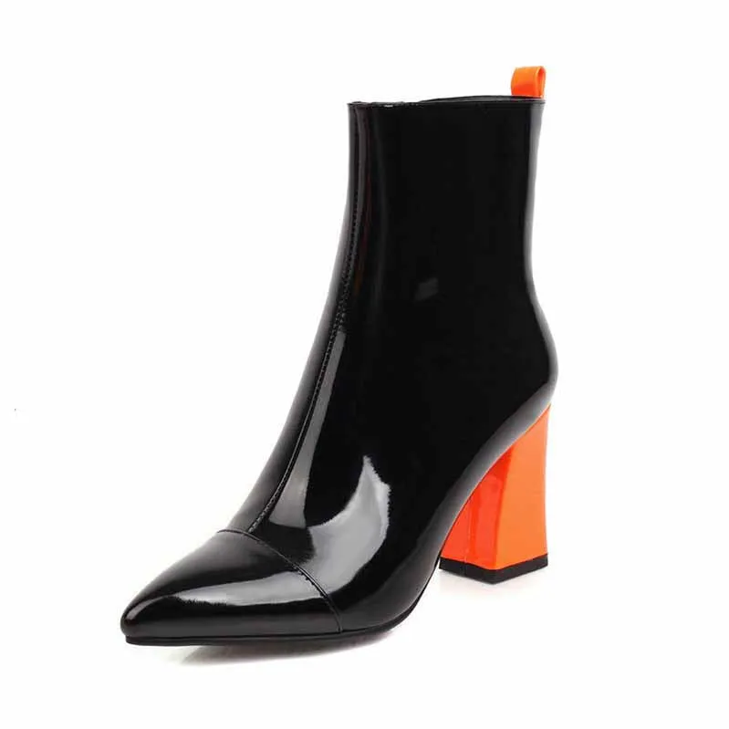 Women's Mid Calf Block Heel Zipper Boot Ankle Boots Low Block Heel Short Booties