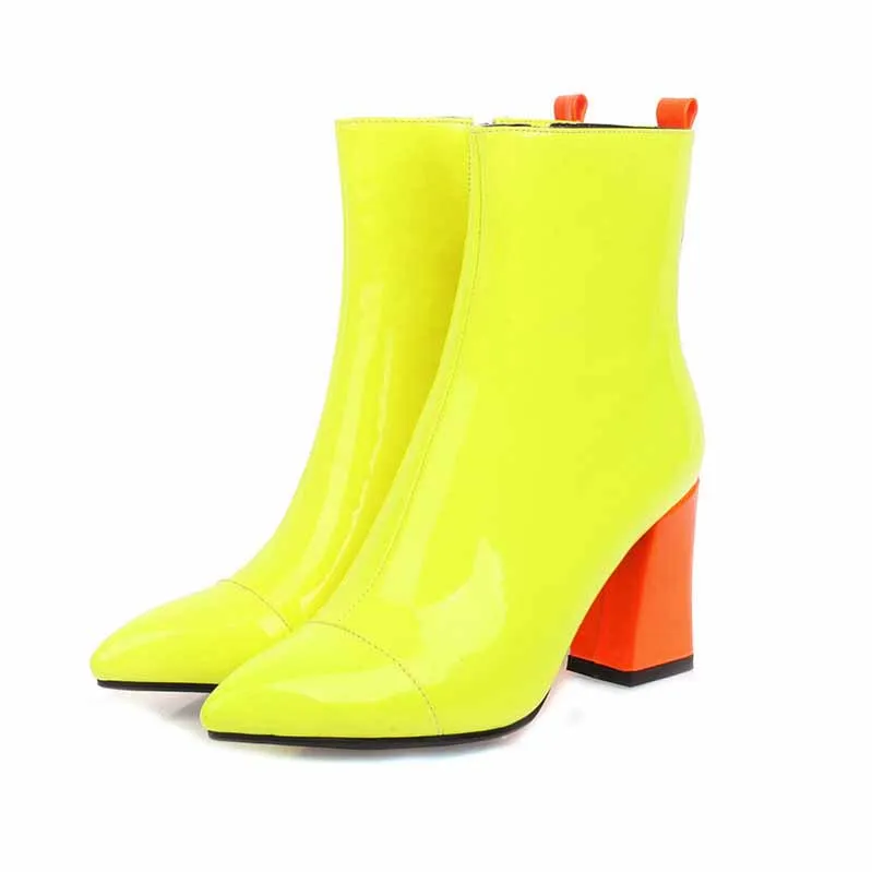 Women's Mid Calf Block Heel Zipper Boot Ankle Boots Low Block Heel Short Booties