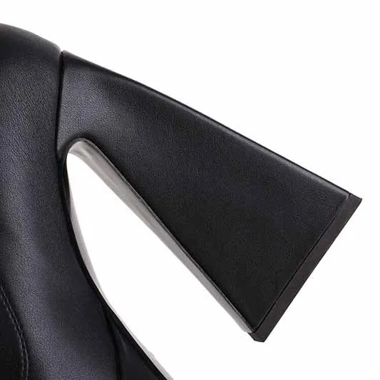 Womens Platform Knee High Boots High Heel Round-Toe Punk Boots