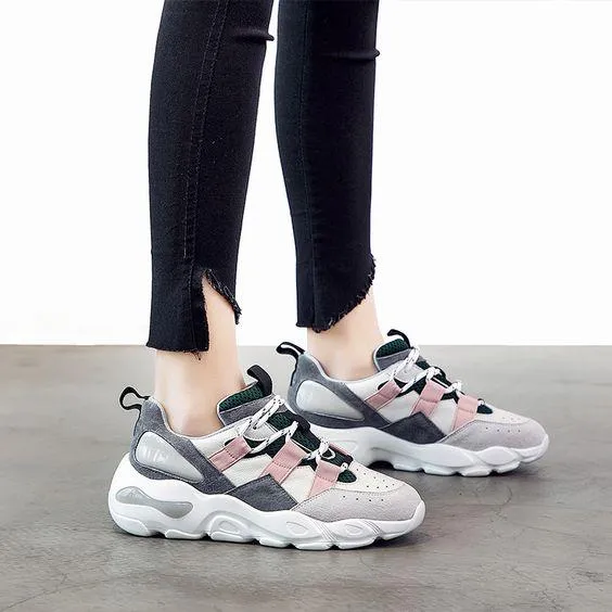 Women's Round Color Block Sneaker Shoes