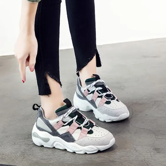 Women's Round Color Block Sneaker Shoes