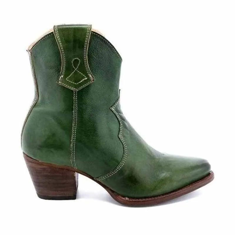 Women's Short Boot Thick Heel Wedding Cowboy Boots