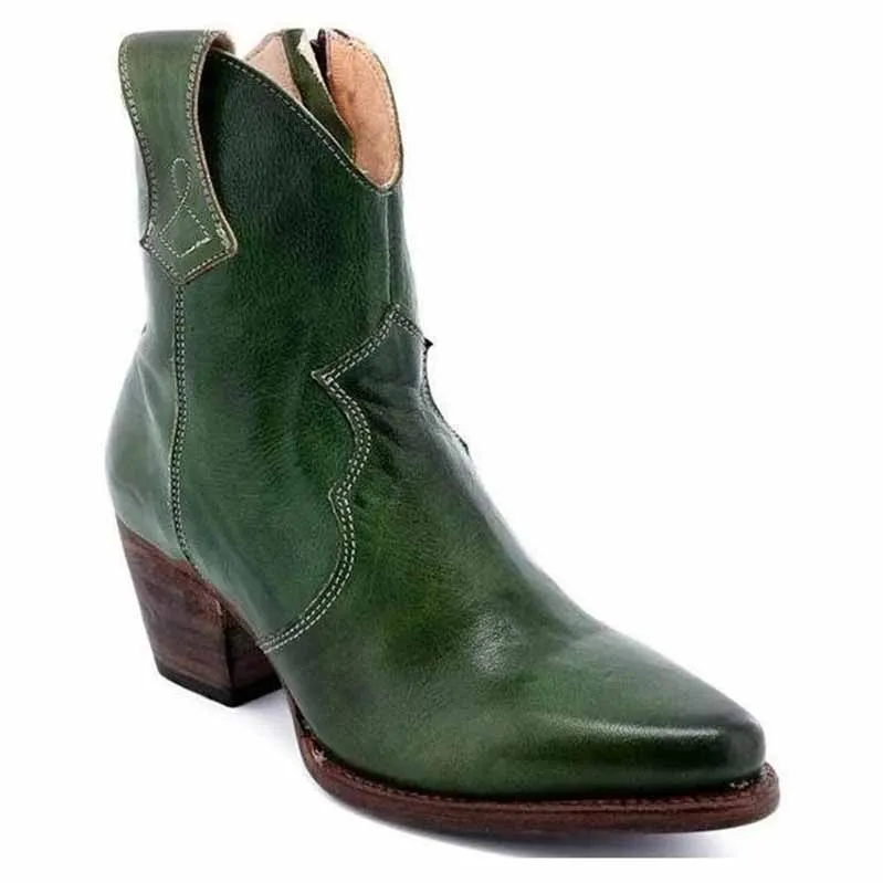 Women's Short Boot Thick Heel Wedding Cowboy Boots