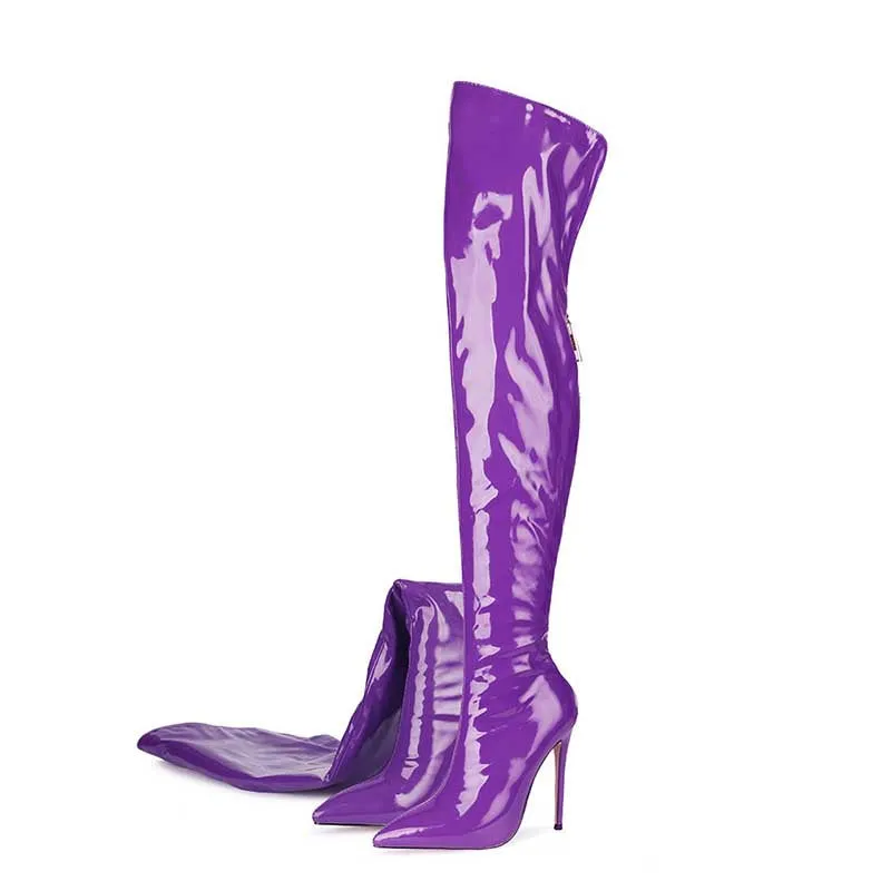 Womens Stiletto High Heels Over The Knee Thigh Boots Round Toe Boots Party Shoes