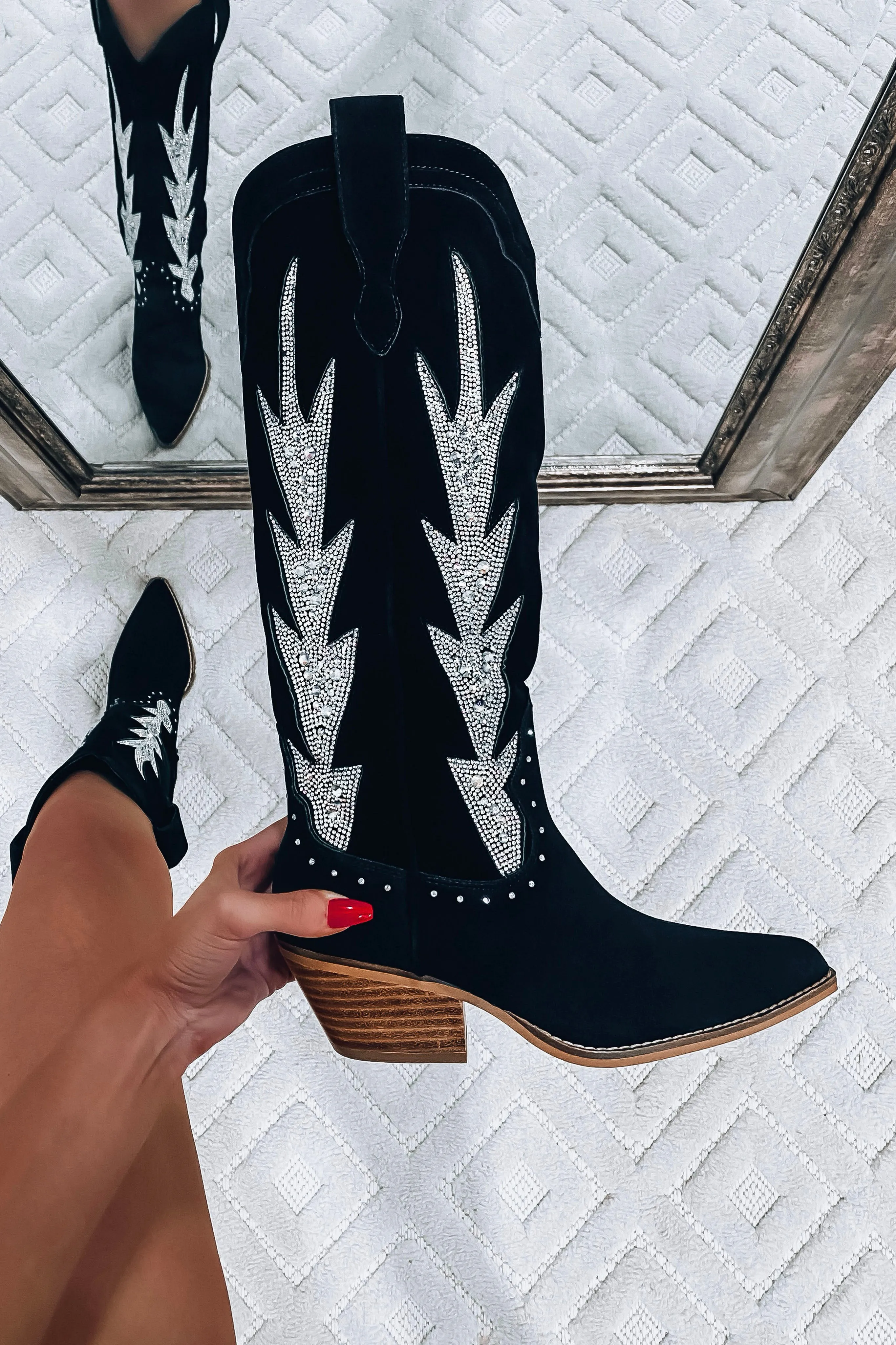 Wren Rhinestone Suede Boots