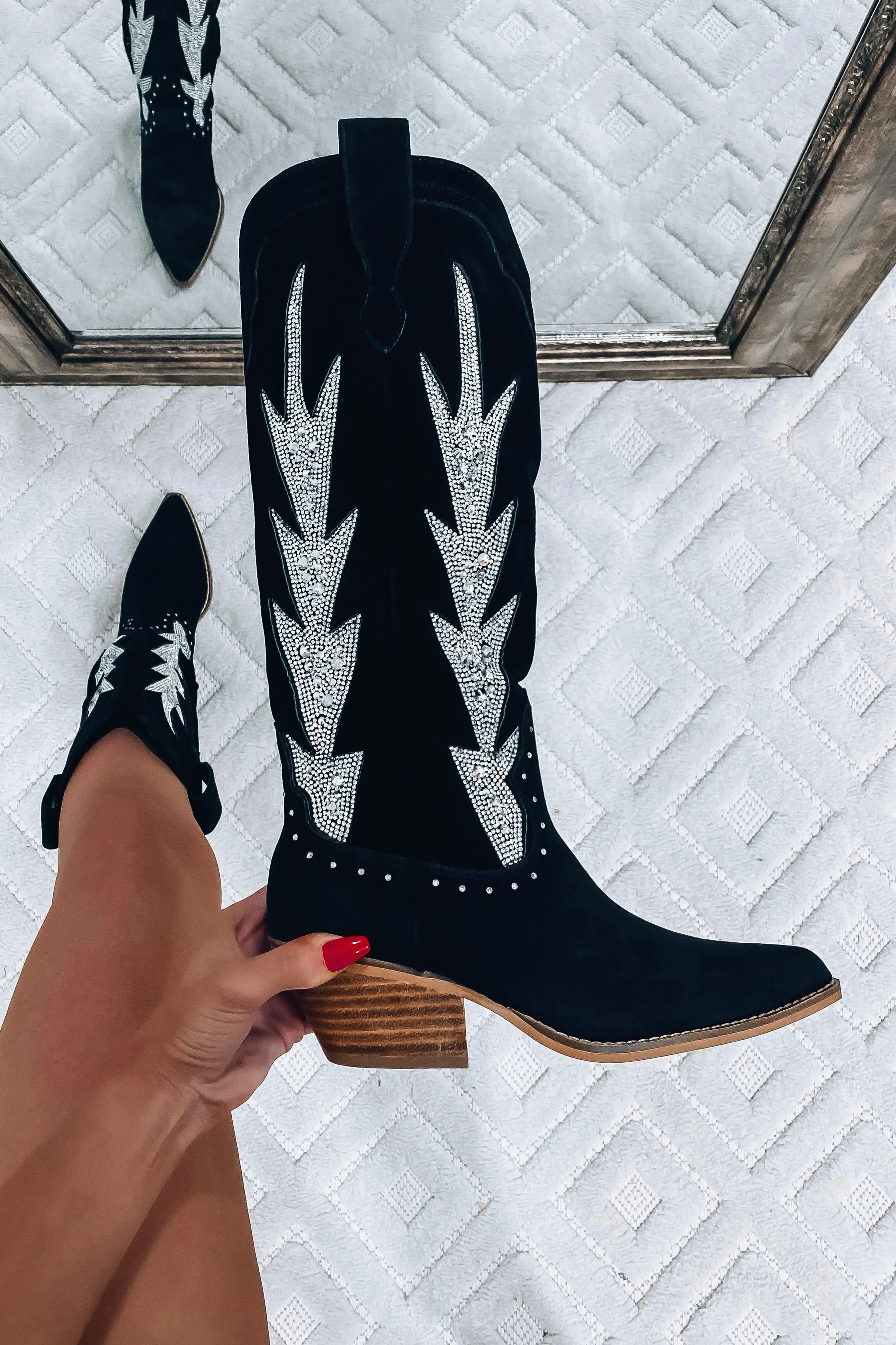 Wren Rhinestone Suede Boots