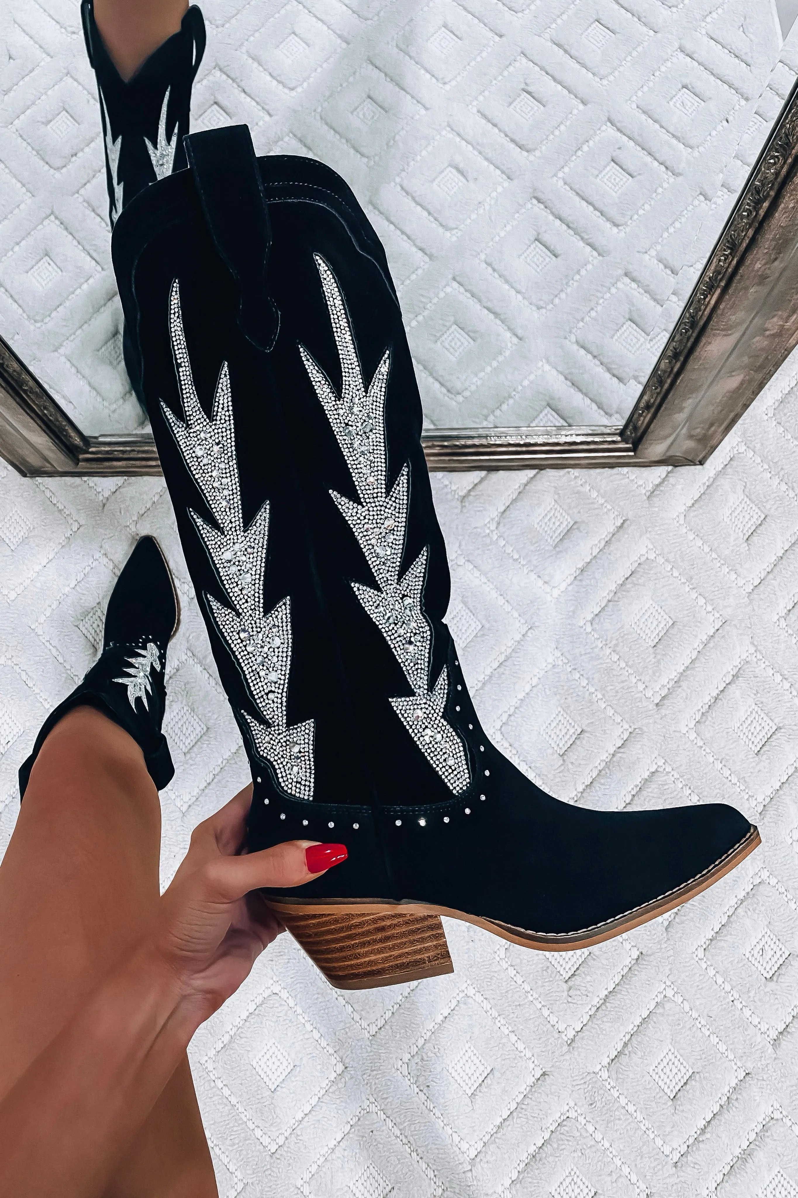 Wren Rhinestone Suede Boots