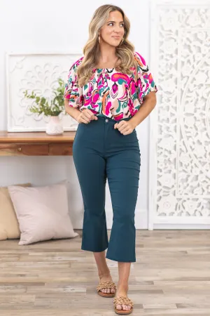 YMI Teal Hyperstretch Cropped Flare Pants